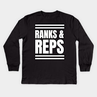 SEO Specialist's Ranks & Reps: The Ultimate Gift for SEO Experts and Managers Crushing It in the Gym Kids Long Sleeve T-Shirt